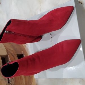 Marc Fisher Red Suede Booties, Sz 8.5, Worn 2x